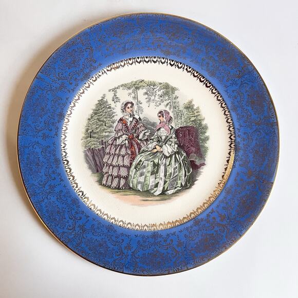 Vintage Century By Salem 23 Karat Gold Plate Blue With Godey’s Ladies - Picture 5 of 13